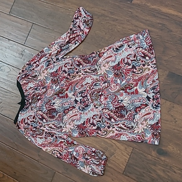 NWT New Directions Paisley V-Neck Tunic with sparkling dots size Large - Picture 2 of 6